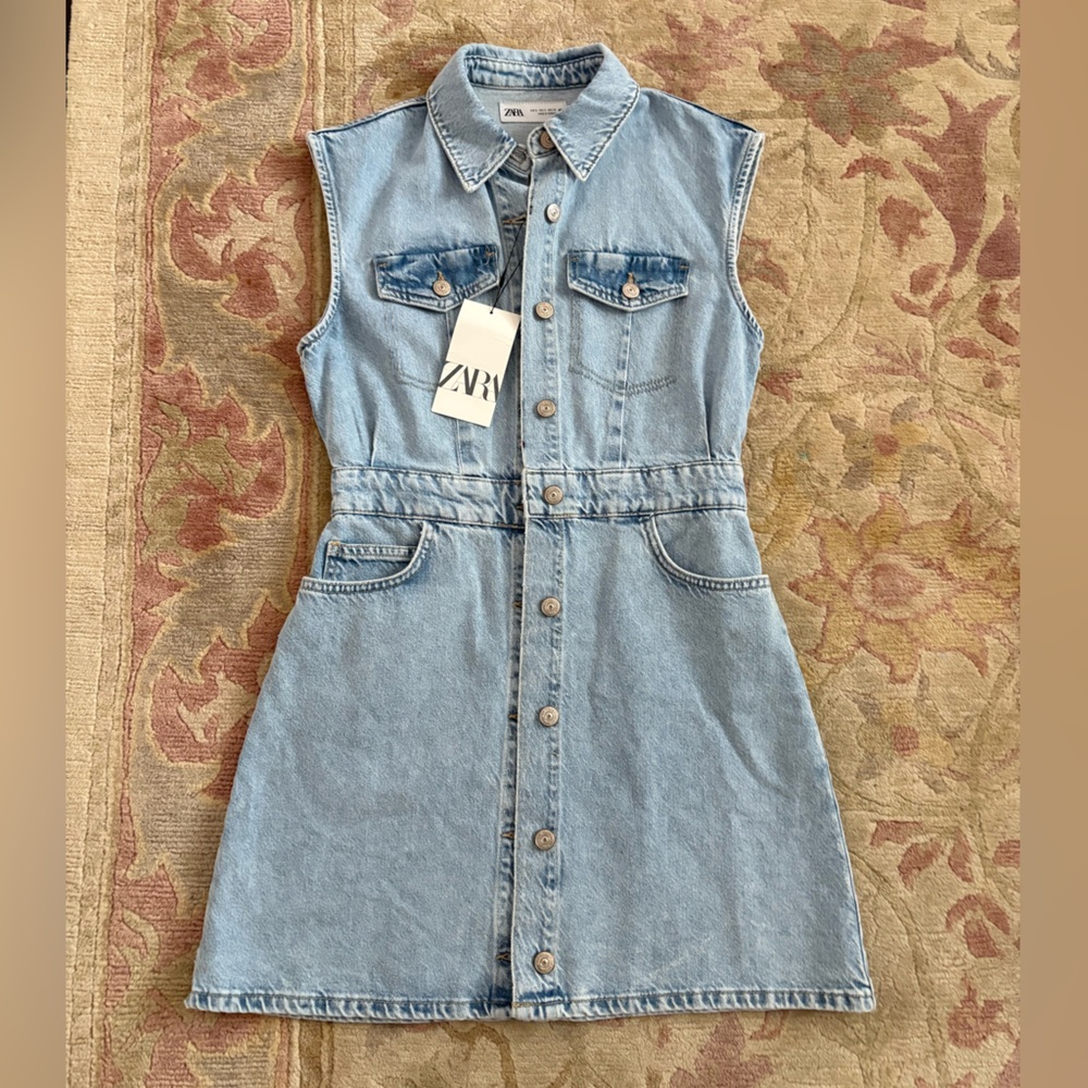 Zara Light Blue Denim Dress